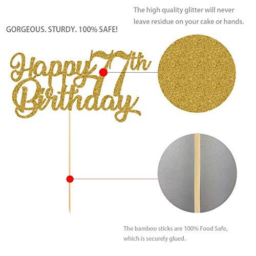 MAGJUCHE 77th Birthday Cake Topper, Gold Glitter Cheers To 77 Years Party Decoration, Supply