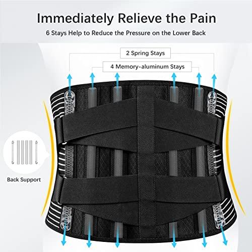 FREETOO FREETOO Back Braces for Lower Back Pain Relief with 6 Stays, Breathable Back Support Belt for Men/Women for work , Anti-skid lumbar support belt with 16-hole Mesh for sciatica(S)