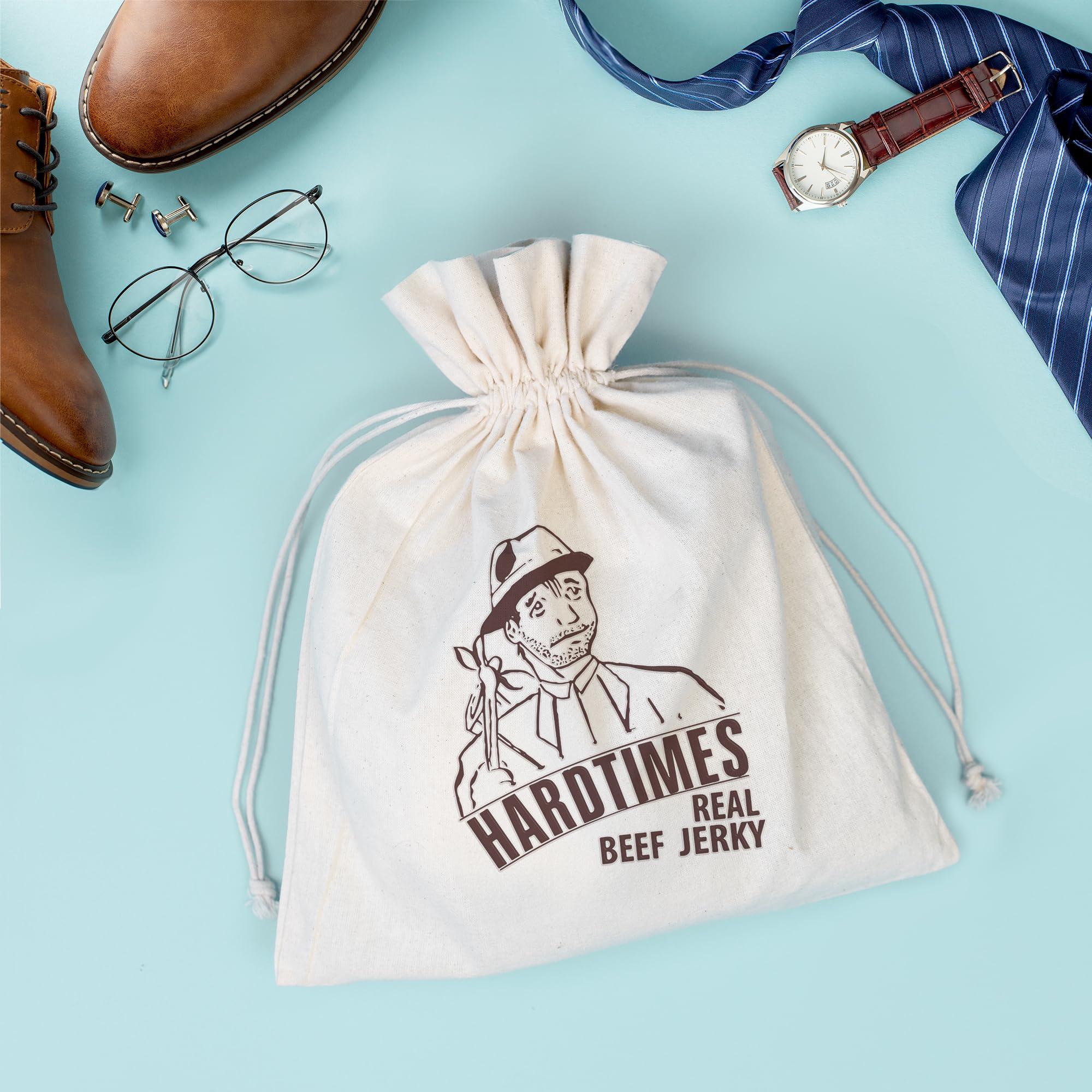 hardtimes Hardtimes Beef Jerky - Variety, Specialty Gift Bag - Great Gift for Father\'s Day, Holiday, & Birthday - 5 Pack of 2.25 oz Bags Original, Black Pepper, Hot, Teriyaki, & Sweet Heat - 4 Jerky Chews