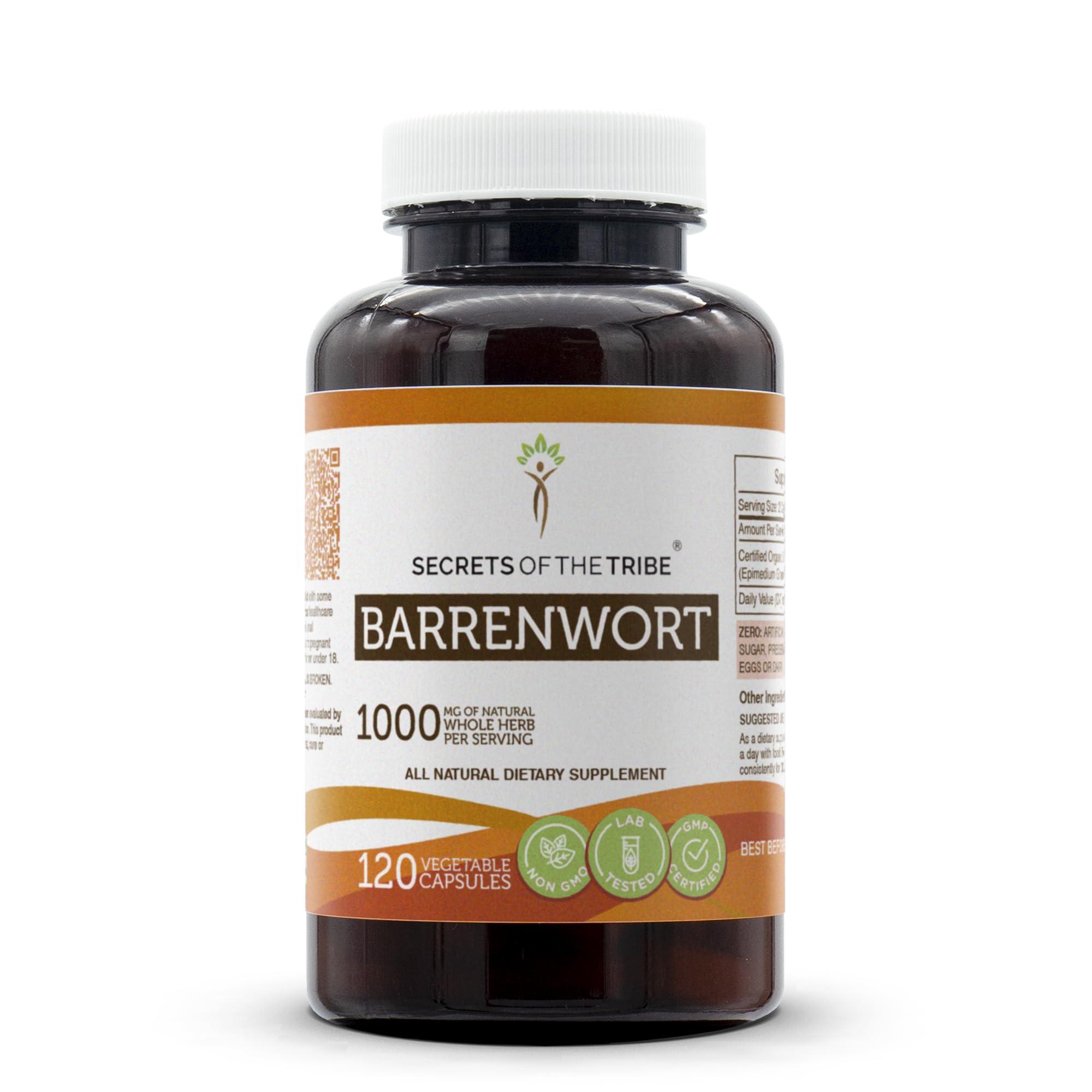 Secrets of the Tribe Secrets of the Tribe Barrenwort 120 Capsules, Made with Vegetable Capsules and Barrenwort (Epimedium Grandiflorum) Dried Leaf (120 Capsules)