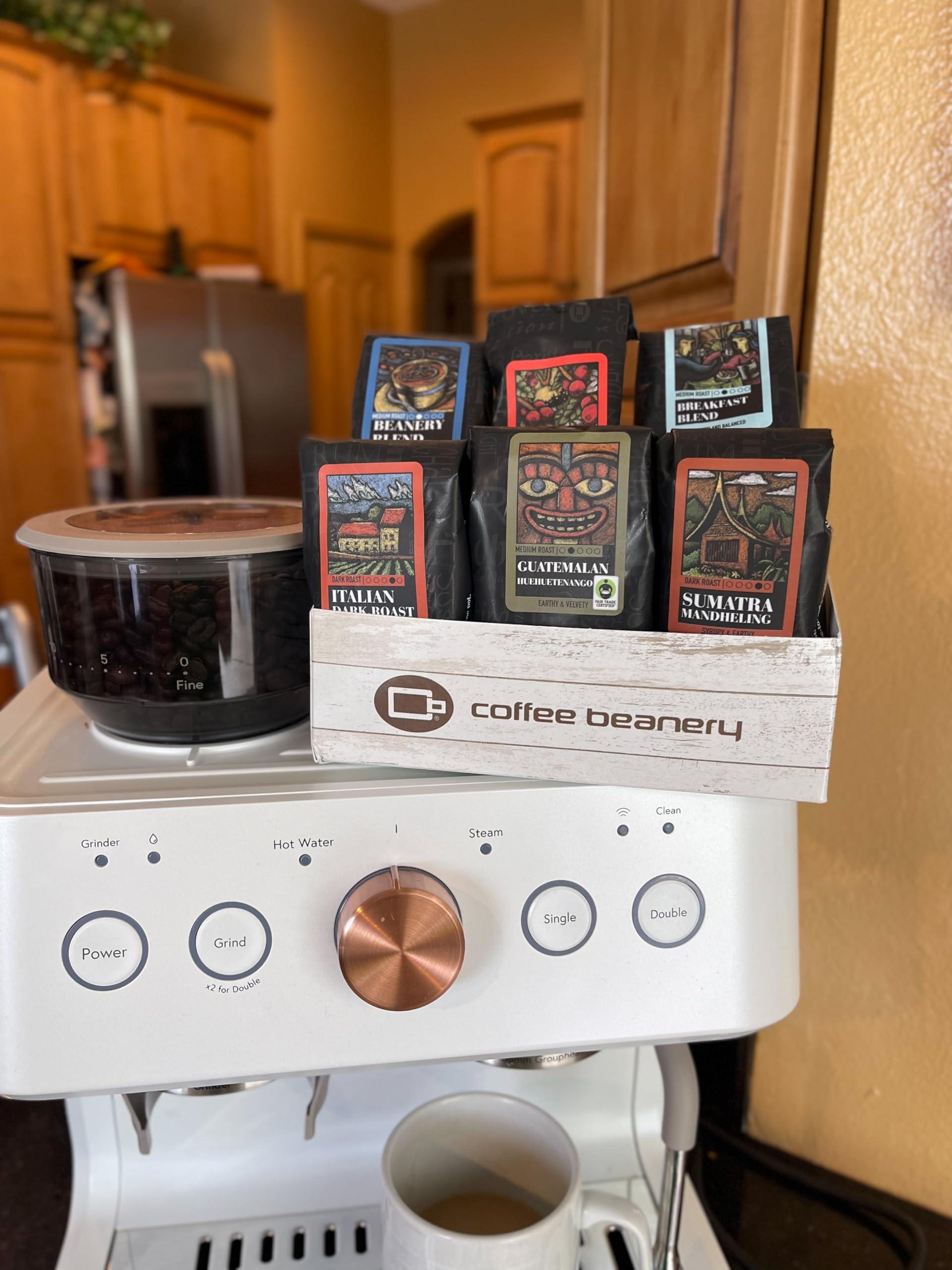 Coffee Beanery Right Roast Coffee Sampler, 6 - One Pot Sample Bags of coffee, light, medium and dark roasts