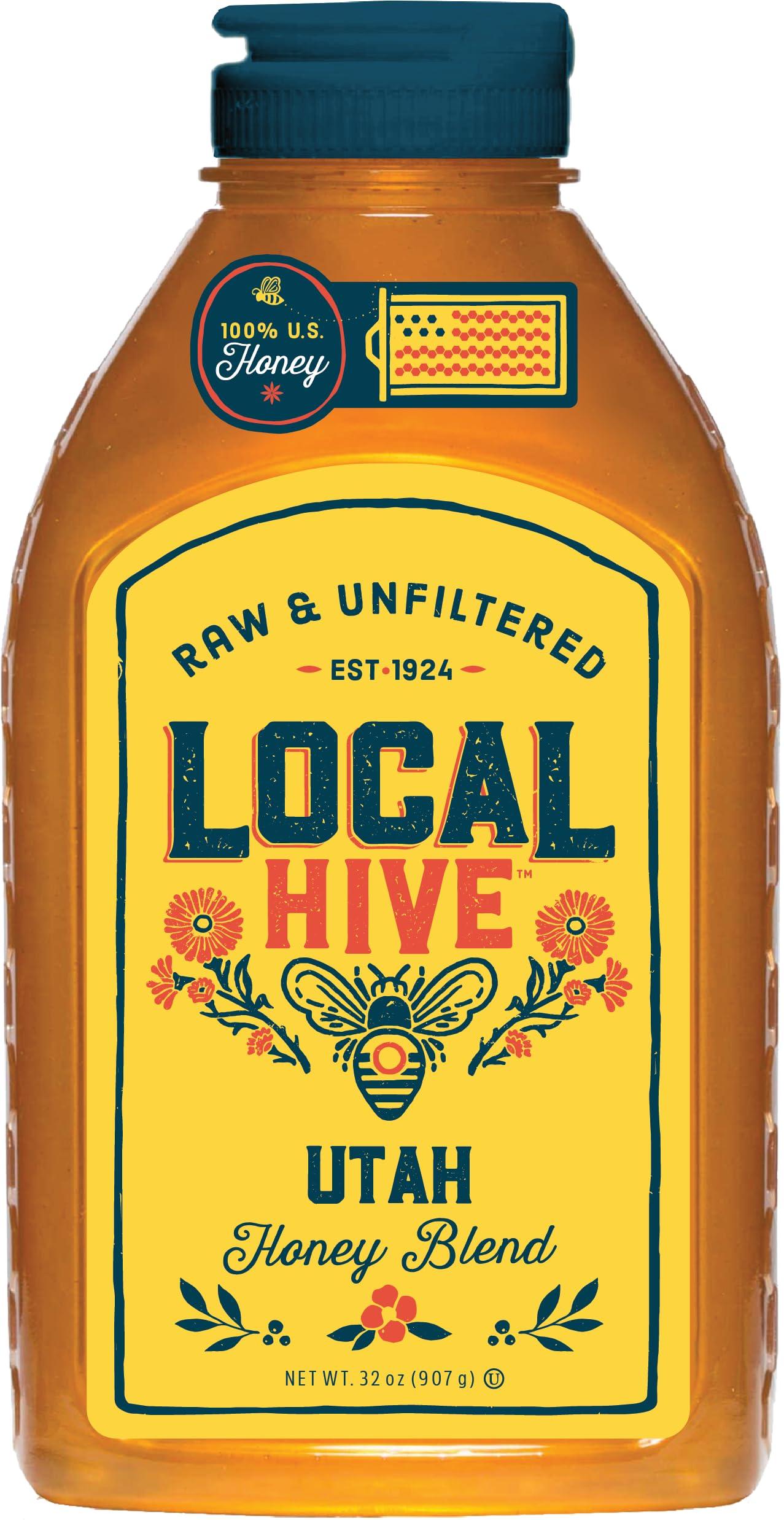 Local Hive Local Hive Utah Raw Unfiltered Honey 32oz, 100% Pure US Honey, Sourced from American Bees and Beekeepers - Natural Sweetener, Ideal for Tea, Baking, and Cooking
