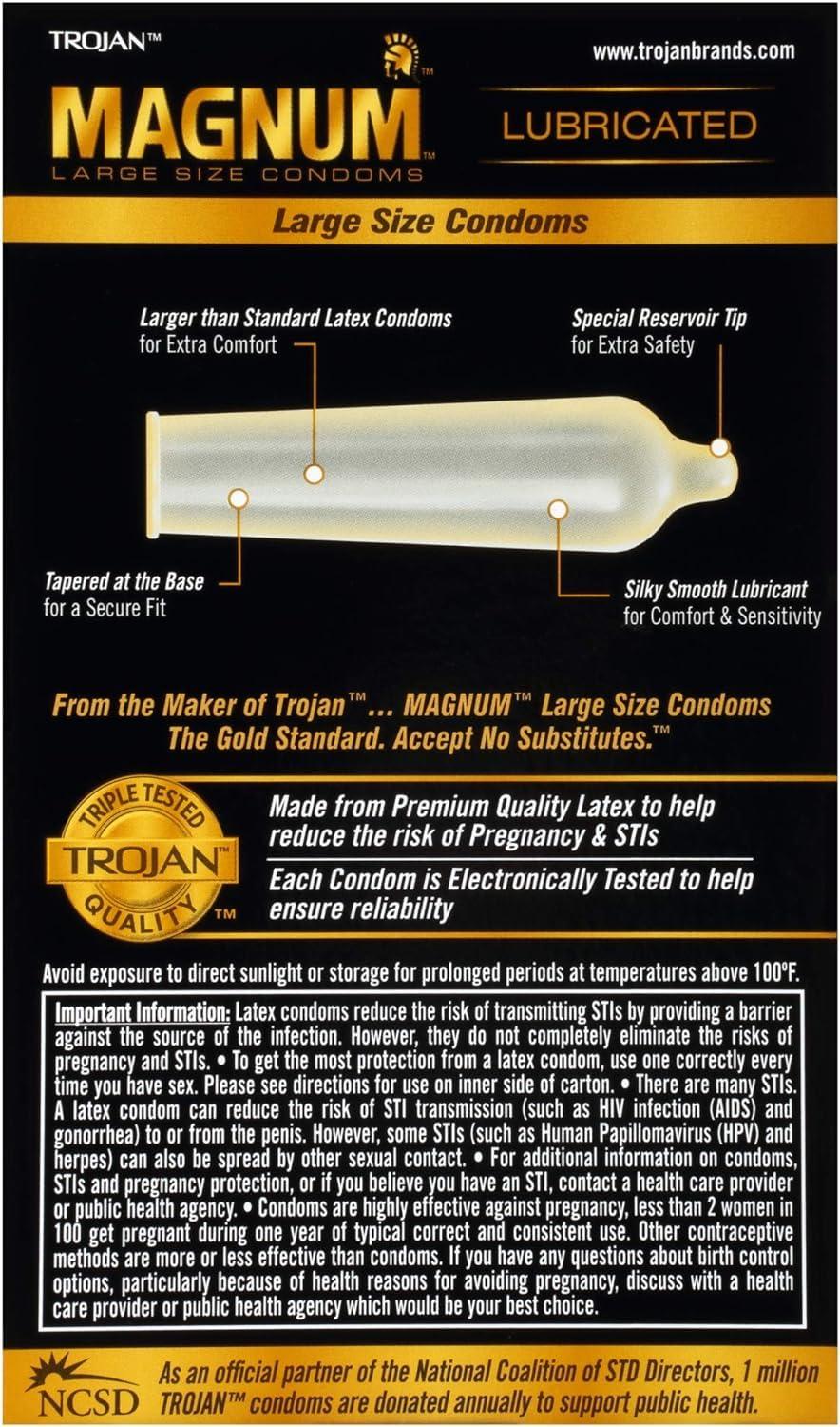 TROJAN Trojan Magnum XL Lubricated Premium Latex Condoms 12 Each