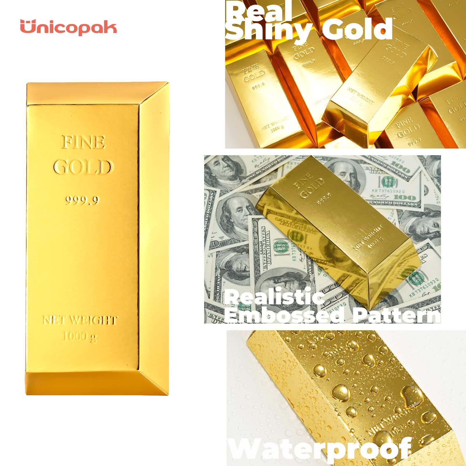 UnicoPak UnicoPak 90 Pack Gold Bar Gift Boxes Party Favors Treasure Hunt Chocolate Coins Candy Treat Boxes for Pirate Casino Golden Birthday Money Gifts Themed Party