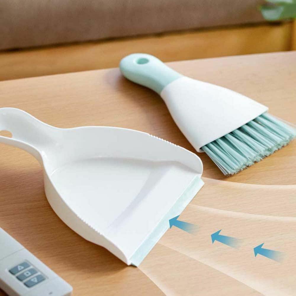 WDDBHSKN Dust pan Broom Brush Dustpan - Small Broom and Dustpan Set,Mini Broom and Dustpan,Small Dustpan and Brush Set for Home Cleaning, Sofa, Desk, Guinea Pig Cage, Cat Litter etc.Light Green