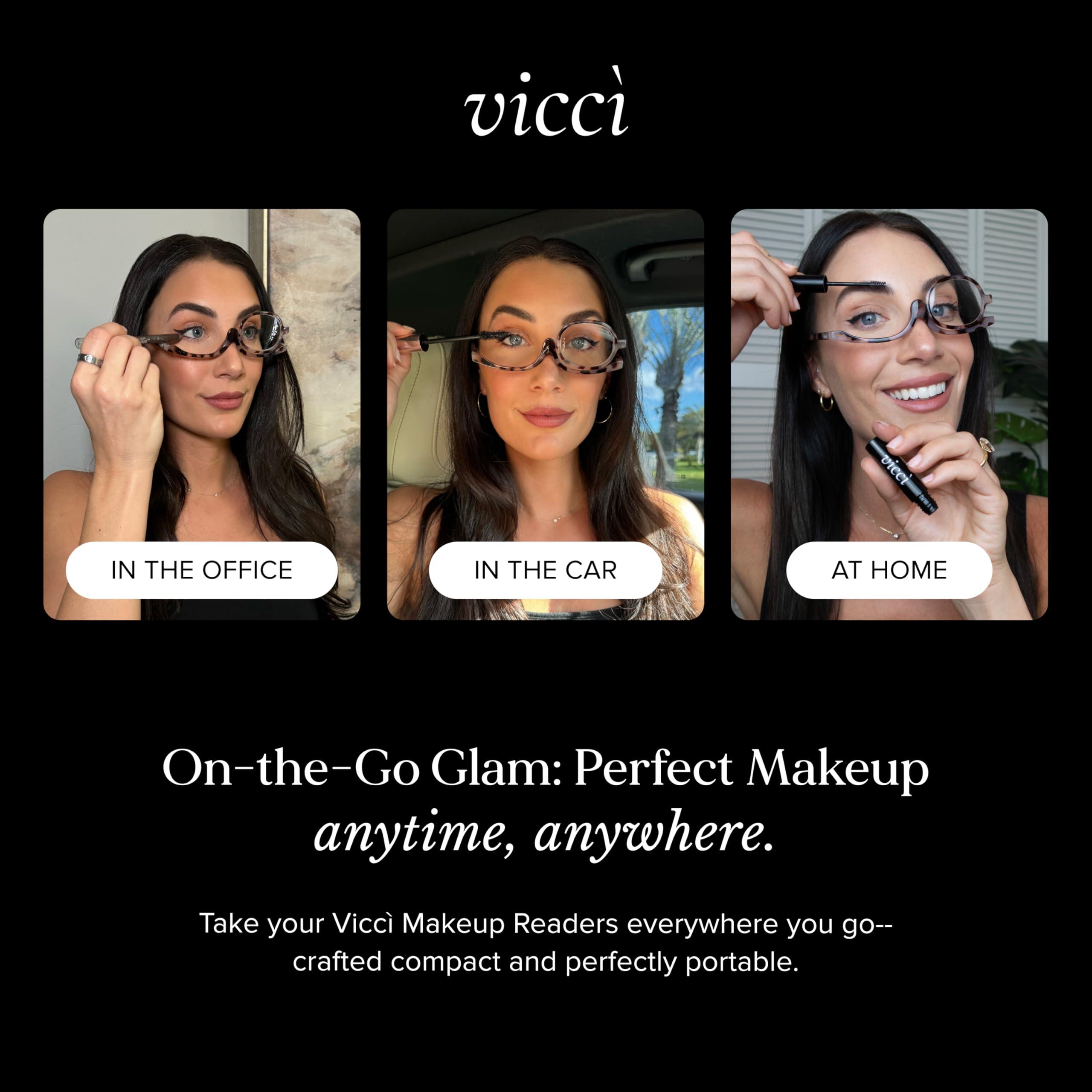 VICCI VICCI Makeup Reading Glasses | Cosmetic Readers Flip Up Lens Magnifying Eyeglasses for Women | Dual-Purpose Functionality, Lightweight Makeup Glasses Offer Distortion-Free Vision +1 | Tortoise