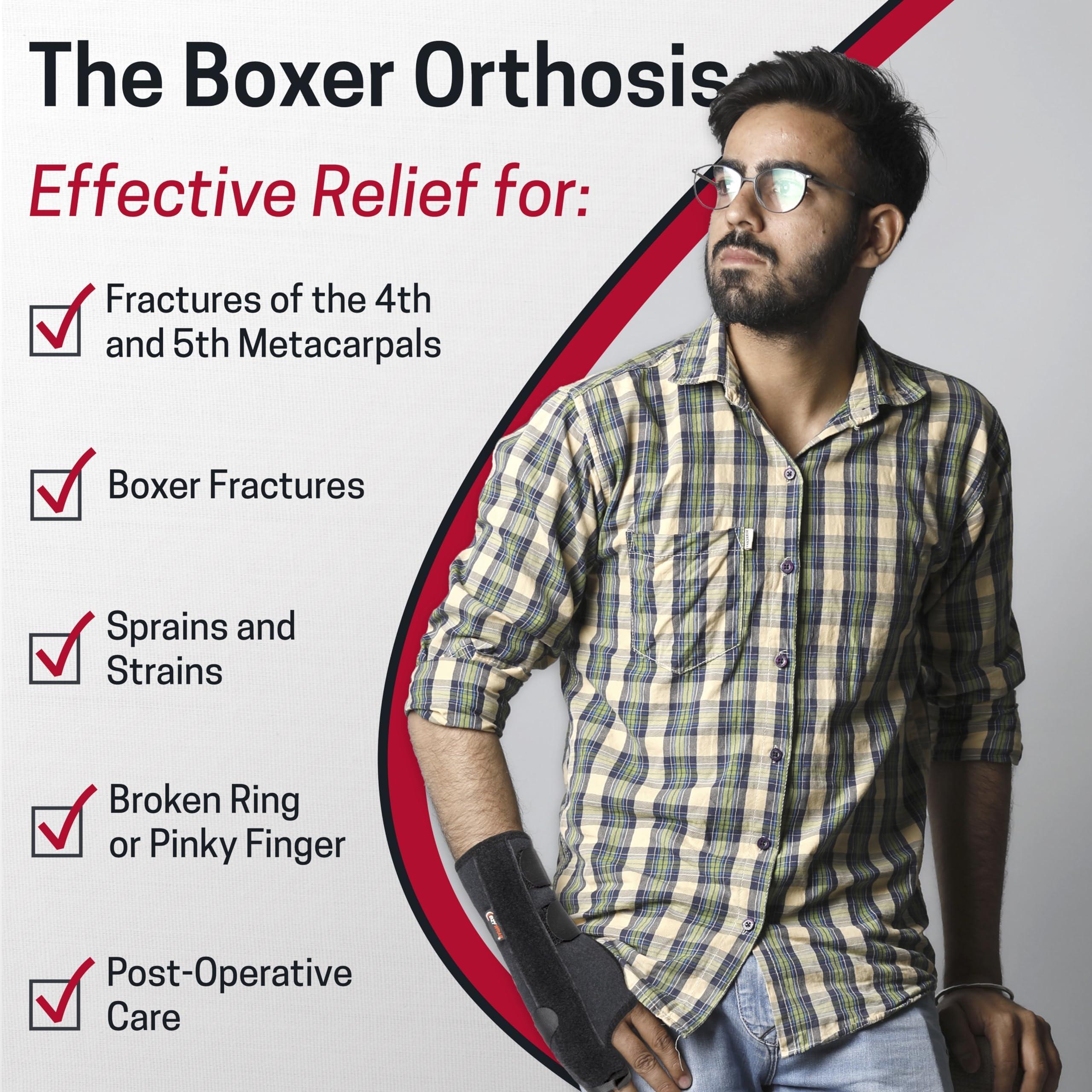 Ezy Wrap Ezywrap The Boxer Orthosis Orthopedic Hand & Wrist Brace | Wrist Brace for Women & Men | Wrist Support Strap for Sprain, Wrist Sleeve, Metacarpal Wrap Brace | Regular | Right | (Single/Black)