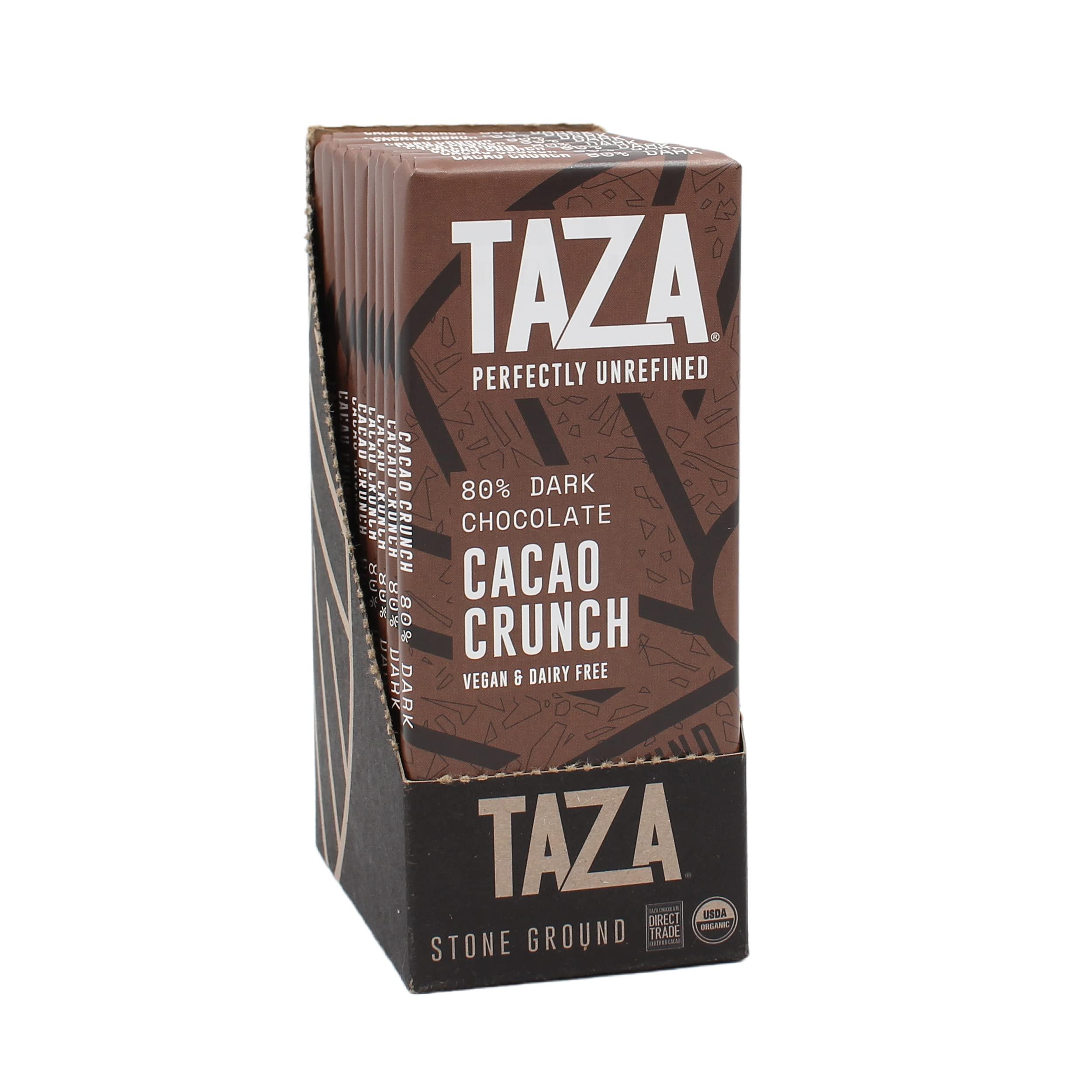 Taza Chocolate Taza Chocolate Organic Amaze Bar 80% Stone Ground, Cacao Crunch, 2.5 Ounce (10 Count), Vegan