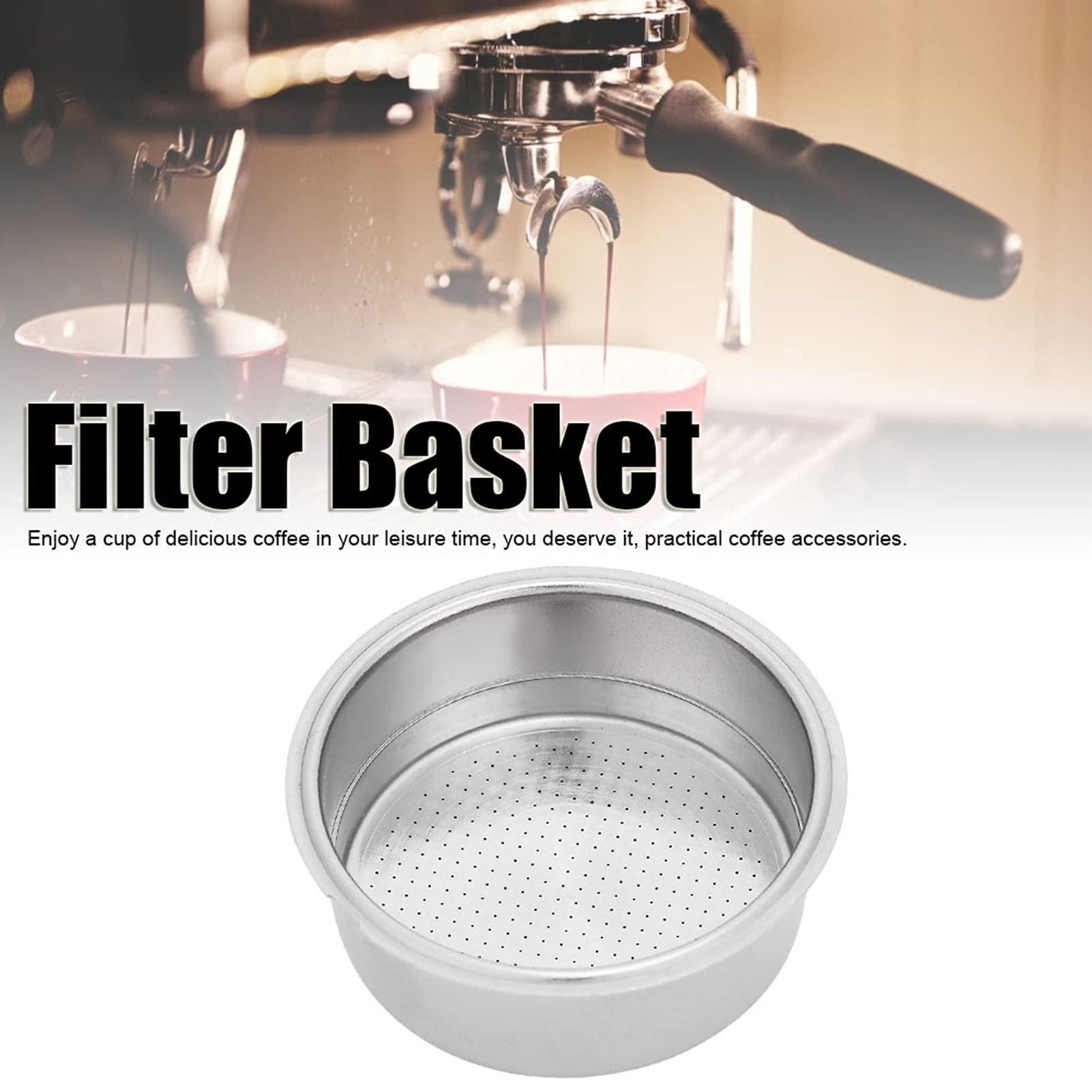 Headerbs Coffee Filter Basket, 51mm Portafilter Basket Double Layer Stainless Steel Pressurized Espresso Maker Filter Accessories, Silver (double serving)