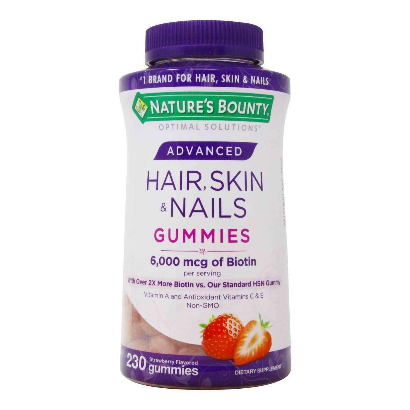 Nature\'s Bounty Nature\'s Bounty Hair, Skin & Nails Rapid Gummies, Argan-Infused Vitamin Supplement with Biotin , Supports Hair, Skin, and Nail Health for Women, 230 Count