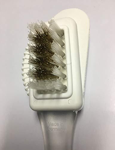 pedag Pedag Suede Shoe Cleaner Brush | German Made 4-Way Cleaning & Refreshing Brush for Suede Leather Products with Brass & Nylon Bristles | Nylon and Metal