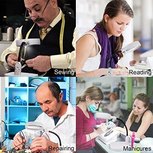 YYDS YYDS Magnifiers Desktop Magnifier with Lights Heavy Duty Stand Illuminated Hands Free Dimmable Diopter for Close Work Repair Crafts Visual Impairment Aids