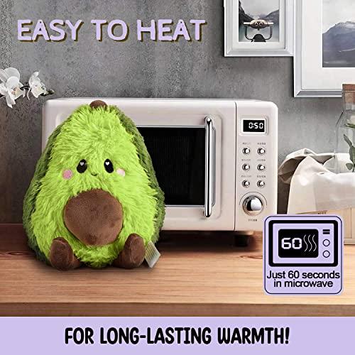 Happy Fuel Avocado Microwavable Unscented Heating Pad for Women and Kids- Cute Soft Cozy Pillow Plush Heatable Warm Stuffed Animals - Kawaii Hot and Cold Plushie Food Toy - Avocado Gifts for Girls and Boys