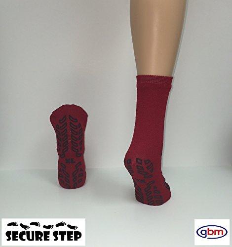 GBM GBM Secure Step Double-Sided Tread Non Slip Safety Socks, 6 Pair (3X-Large, Red)