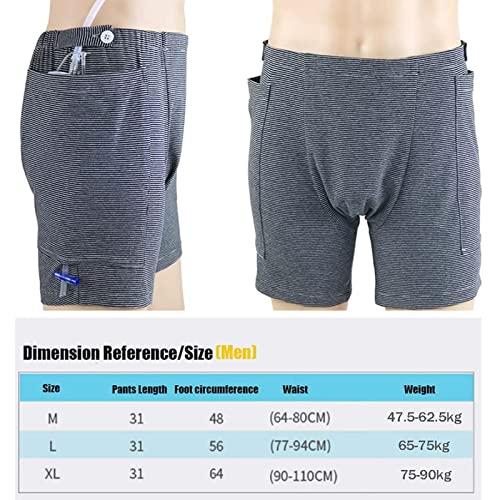 oiakus Catheter Pants, Men Incontinence Care Trousers, Ostomy Drainage Bag Urinate Pants Underwear for Disabled Elderly, Double Pocket Design Healthy Care Clothing