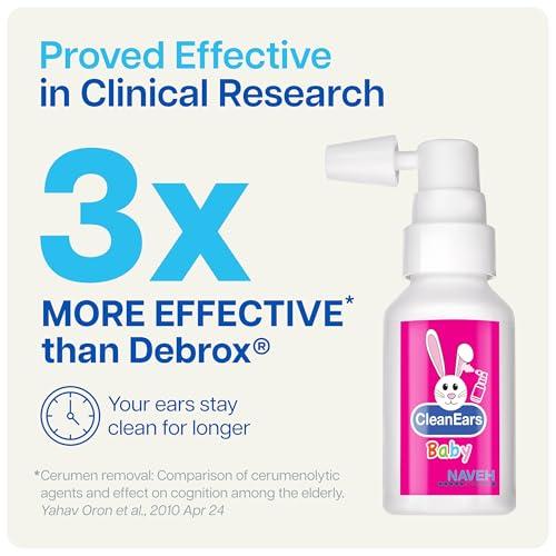 NAVEH PHARMA NAVEH PHARMA CleanEars Baby | Fast-Acting Ear Wax Removal Drops | Breaks Down & Dissolves Wax in Just 1 Treatment | Clinically Proven to Be 300% More Effective | All-Natural, Gentle & Safe | 1 Fl Oz