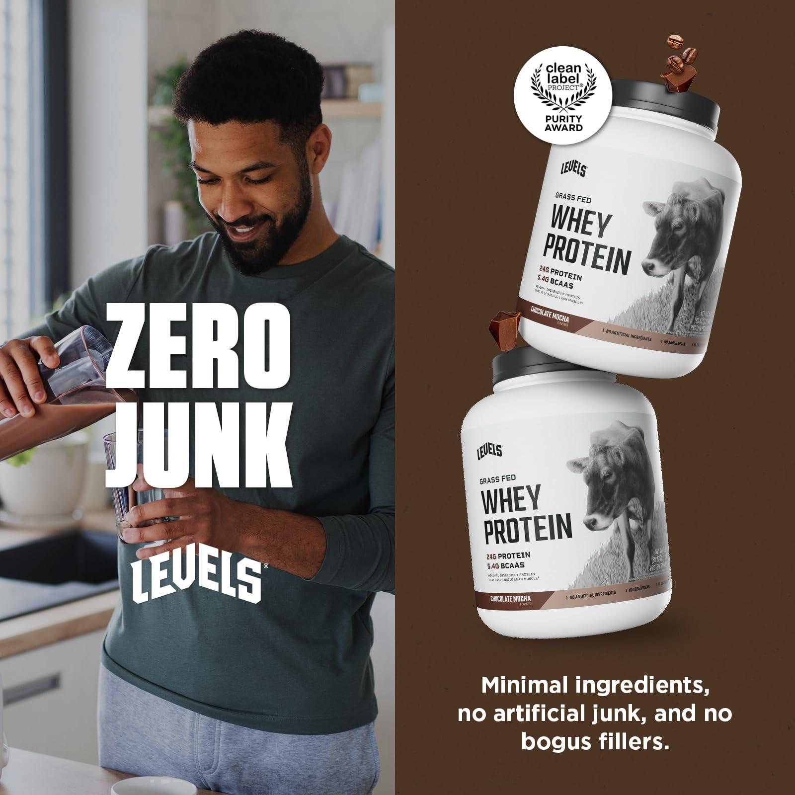 Levels Nutrition Levels Grass Fed Whey Protein, No Artificials, 24G of Protein, Chocolate Mocha, 5LB