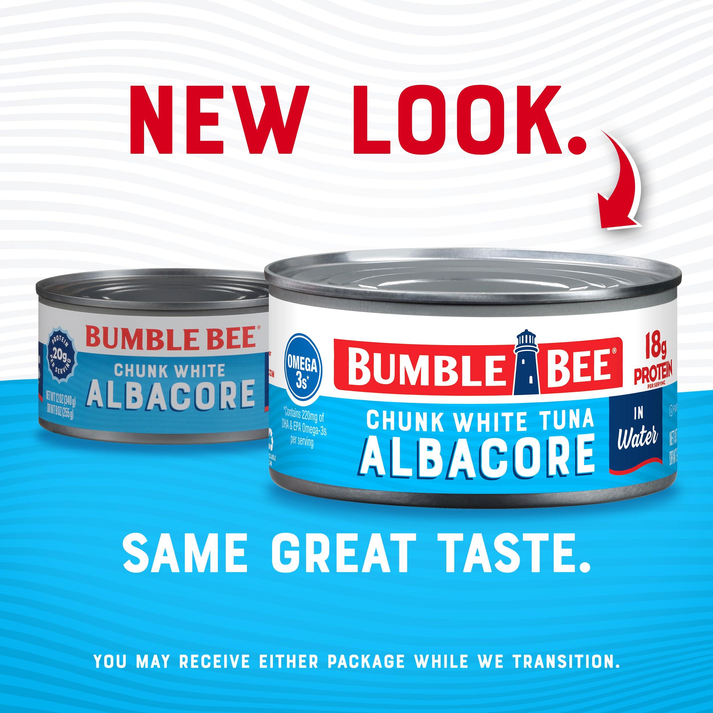 Bumble Bee Bumble Bee Chunk White Albacore Tuna in Water, 12 oz Can (Pack of 12) - Wild Caught Tuna - 18g Protein per Serving, High in Omega-3s - Non-GMO Project Verified, Gluten Free, Kosher