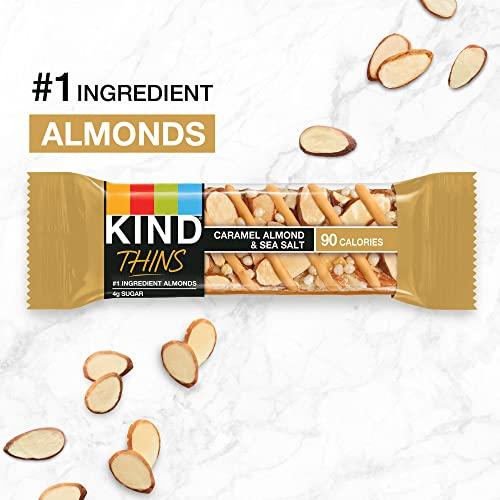 KIND KIND THINS Caramel Almond & Sea Salt Bars, 0.74 Ounce, Gluten Free, 4g Sugar, 10 Count (Pack of 6)
