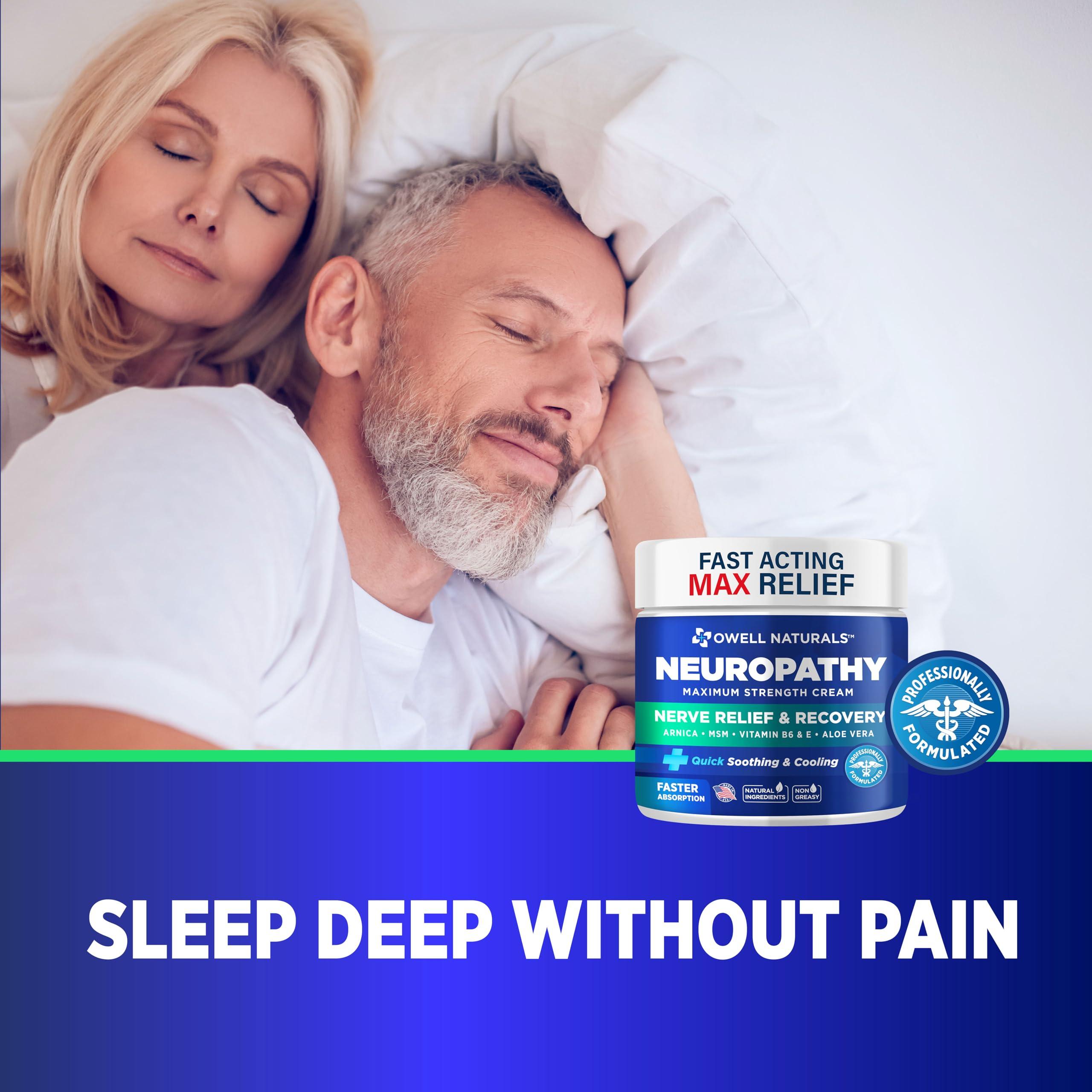 OWELL NATURALS OWELL NATURALS Neuropathy Cream Extra Strength Nerve Relief Cream for Foot, Hands, Legs, Toes with Arnica, Vitamin B6, Aloe Vera, MSM - Made in USA