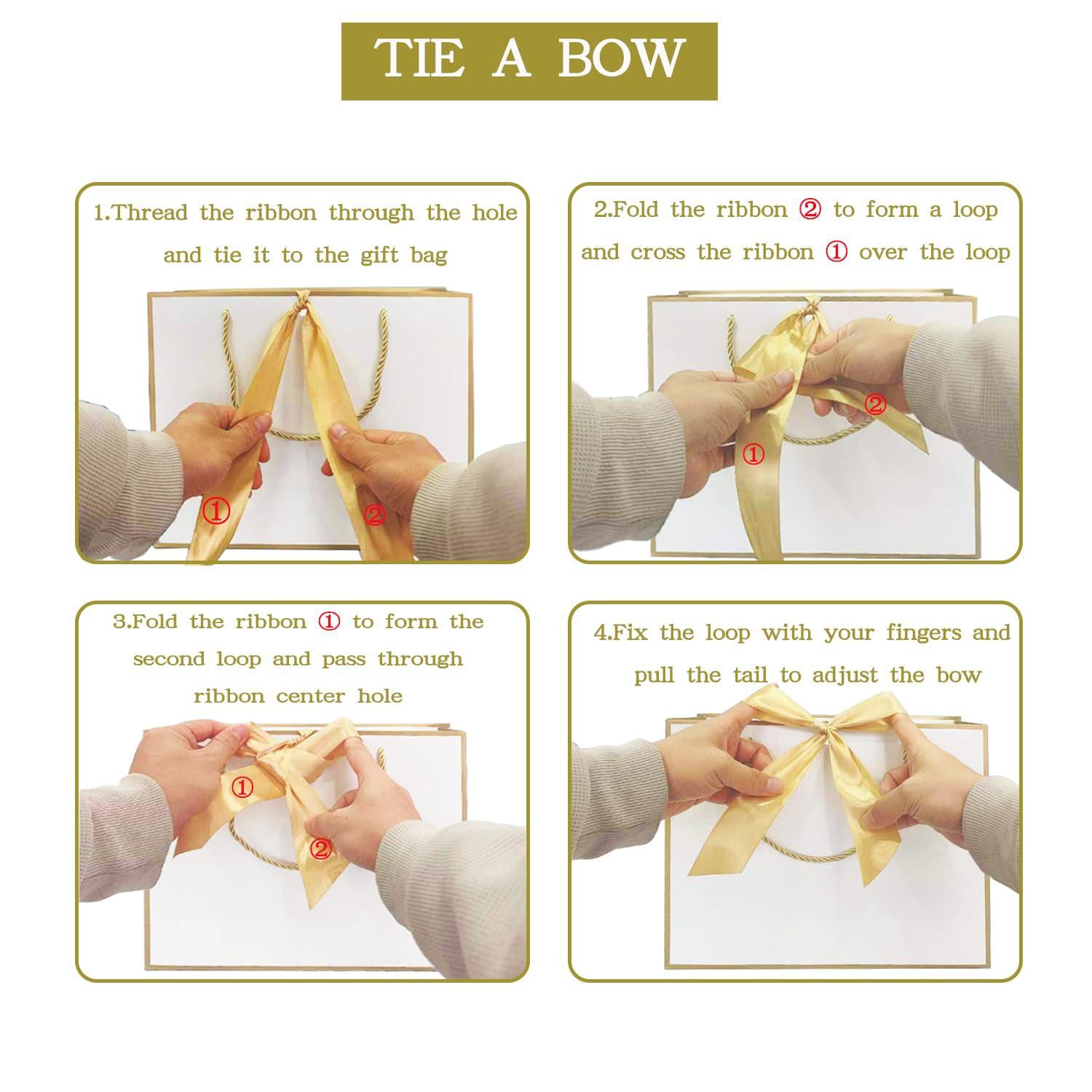 AZOWA AZOWA Red Gift Bags with Handle 10 Pcs Bow Ribbon Paper Bags for Wedding Baby Shower Birthday Party Guests Shopping (Red, 12.5 x 10 x 4 in)