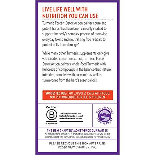 New Chapter New Chapter Turmeric Supplement + Daily Detox Turmeric Force Detox Action with Green Tea + Ginger + NO Black Pepper Needed + NonGMO Ingredients Vegetarian Capsule, 60 Count