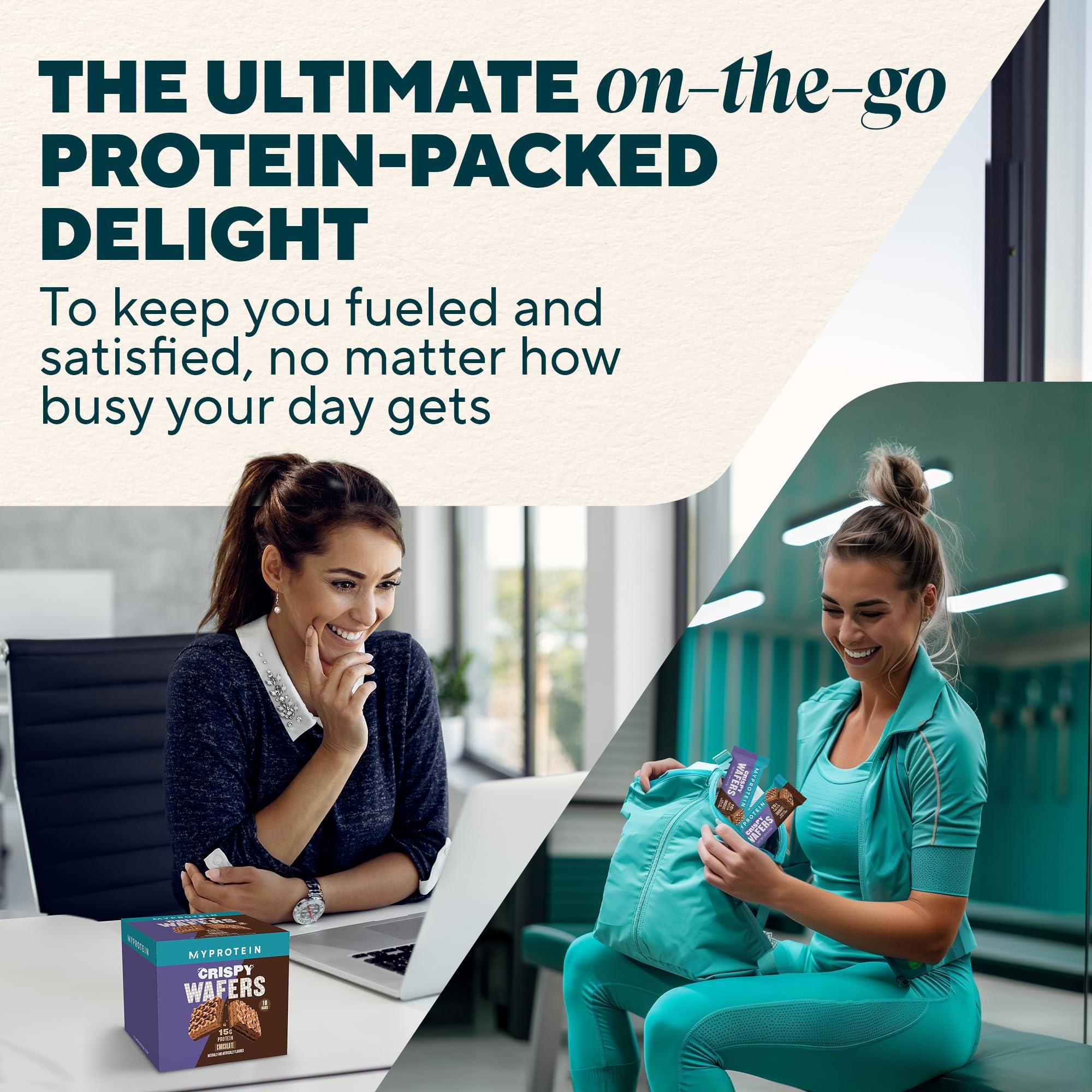 Myprotein Myprotein Protein Bars, Crispy Protein Wafers, 15g High Protein Snacks, Box of 10 Chocolate Wafers Packs, Milk & Whey Protein Isolate, Light & Crunchy Snack Bars, Delicious Protein Bar Squares