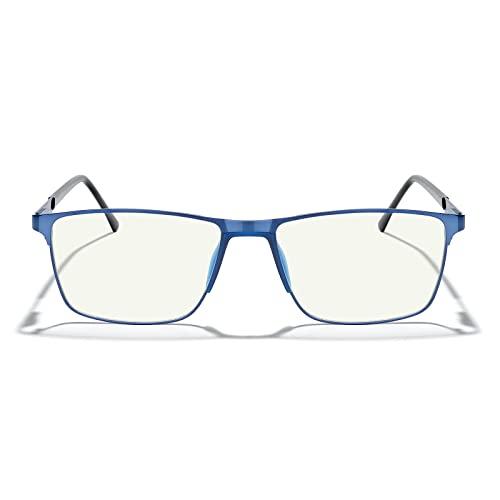 MERRY'S MERRY'S Fashion Blue Light Blocking Glasses - Reading Glasses Metal Frame Spring Hinge Readers for Men Eyeglasses (Blue-52MM, 2.00)