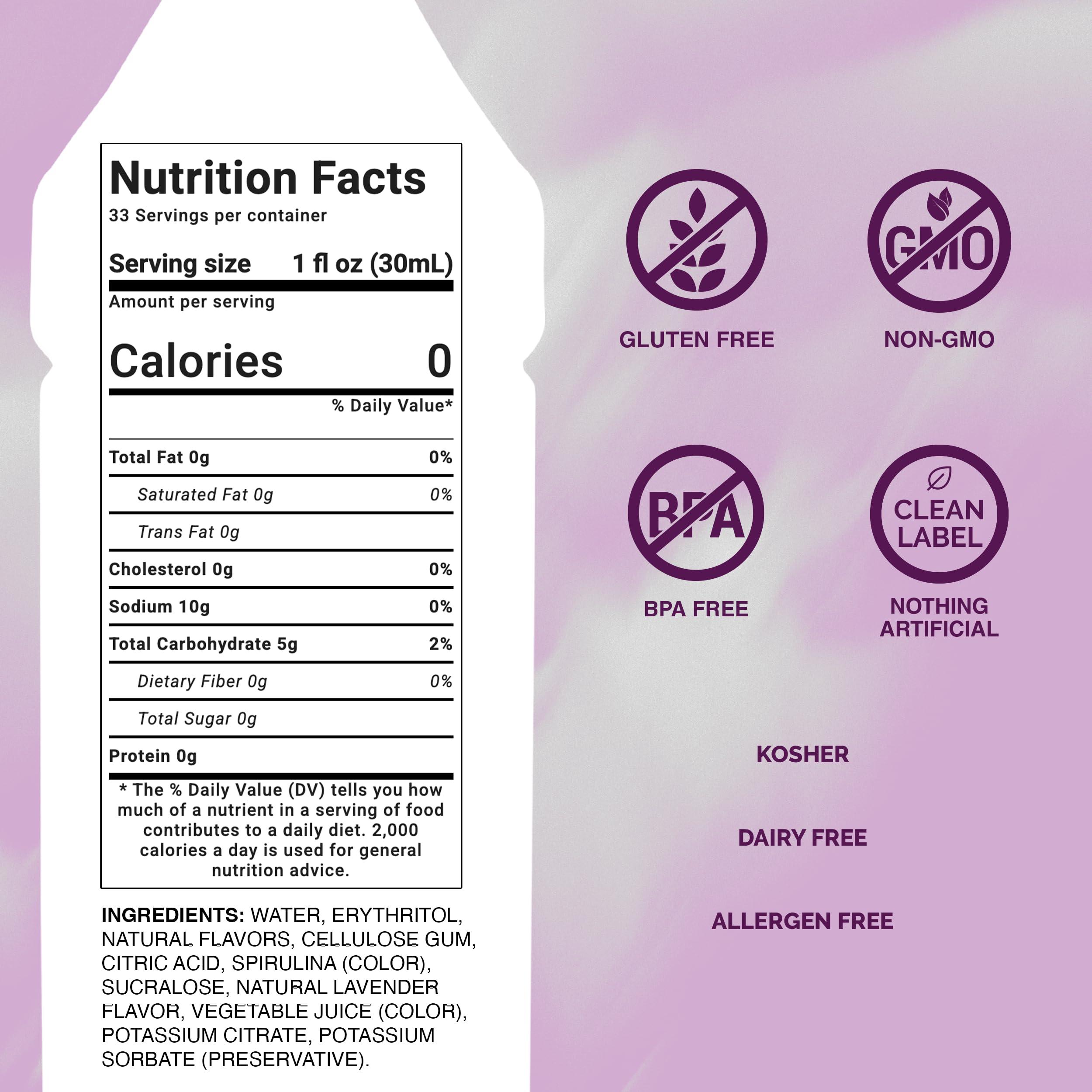 Monin Monin - Sugar Free Lavender Syrup, Aromatic and Floral, Natural Flavors, Great for Cocktails, Lemonades, and Sodas, Non-GMO, Gluten Free (Plastic, 1 Liter)