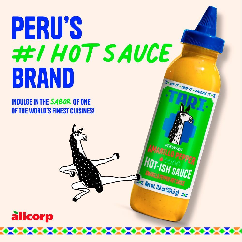 TARI Tari Hot Sauce - Peruvian Aji Amarillo - Perfect for Burgers, Tacos, Eggs, Chicken & more - 11.8 oz