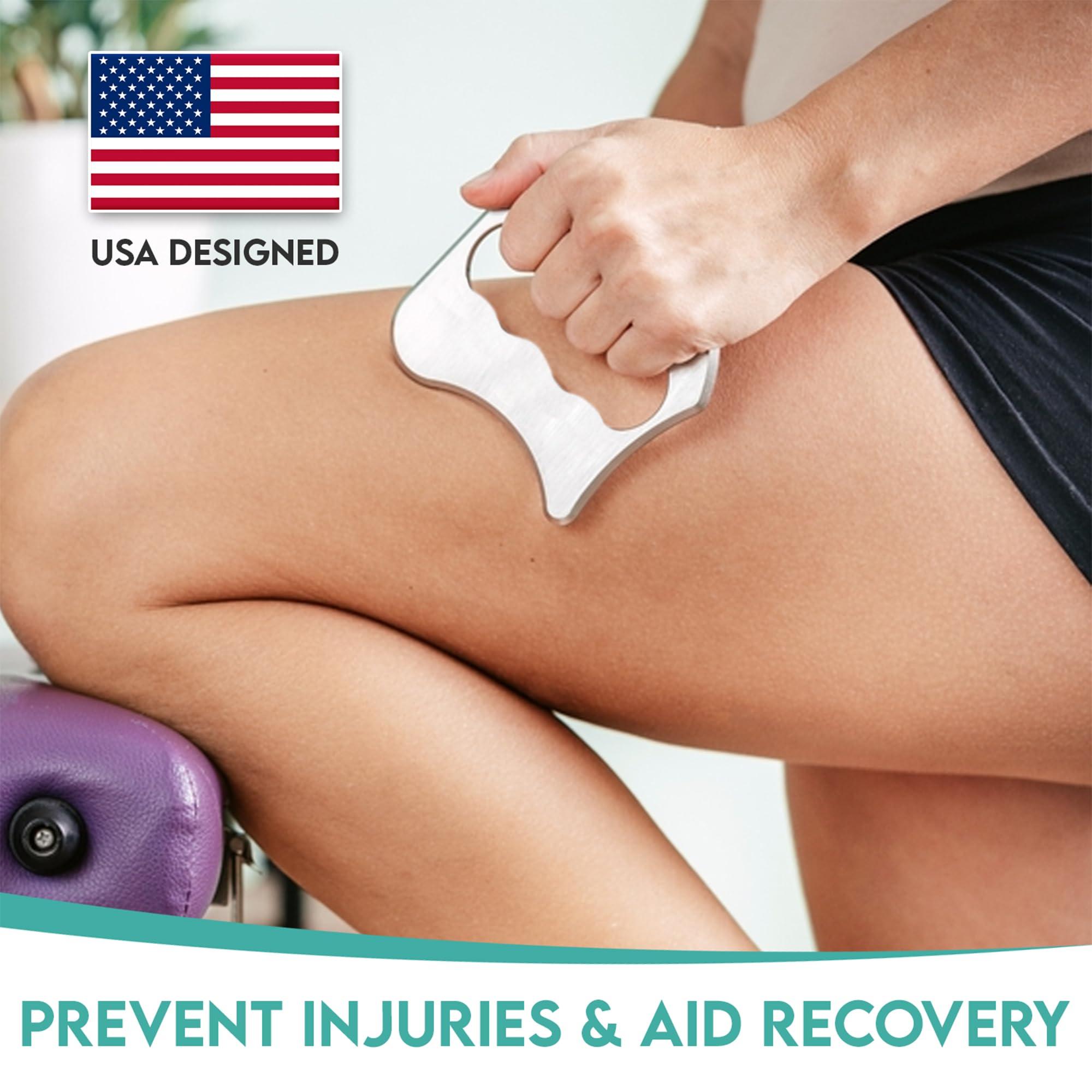 COZLOW COZLOW 2-in-1 Muscle Scraper Tool Set - Skin Scraping Massage Tools for IASTM Therapy - Deep Tissue Gua Sha for Soft Tissue Mobilization, Fascia & Myofascial Release - Stainless Steel Metal Blades