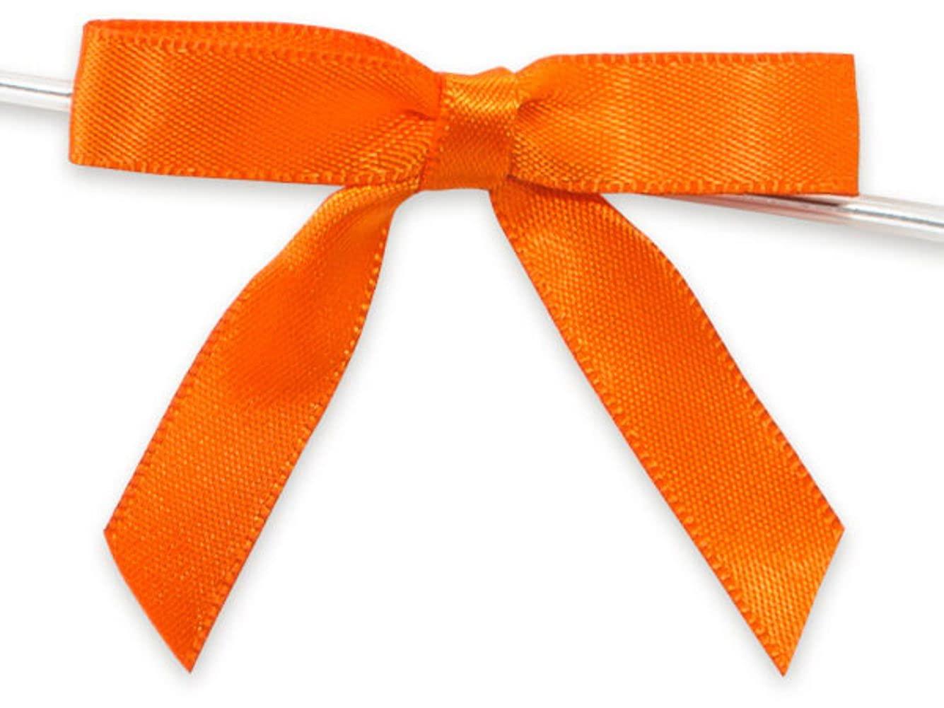 NWP 2" Orange Pre-Tied Satin Gift Bows with Twist Ties - 12/Pack - 5 Packs