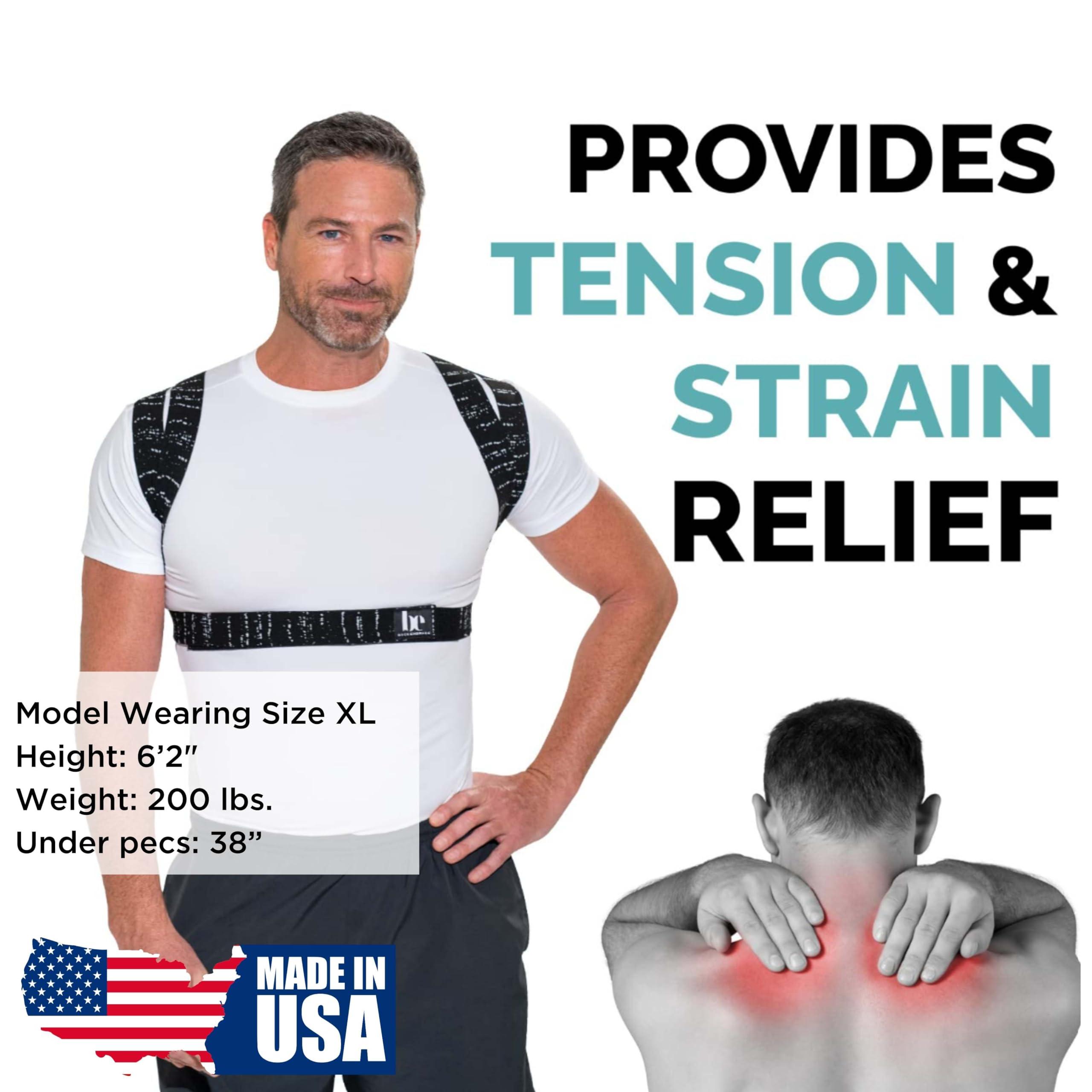 BackEmbrace BackEmbrace Posture Corrector for Women and Men - Made in USA - Slim and Adjustable Shoulder Brace - Back Brace for Back Pain Relief- Black Drizzle Medium