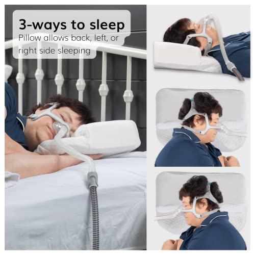 BraceAbility BraceAbility CPAP Pillow - Side Sleeper Positional Soft Memory Foam Orthopedic Contour Posture Wedge for Anti-Snoring Prevention Nasal Relief Therapy for Men and Women