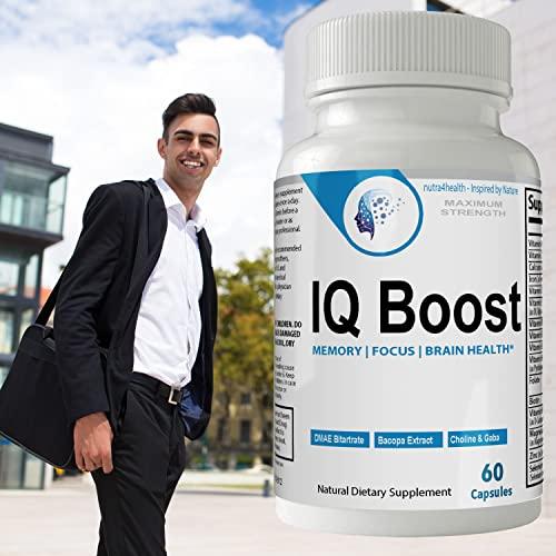 nutra4health LLC IQ Boost Smart Pill Optimal Cognitive Support Brain Omega Original Nootropic Pills Capsules by nutra4health