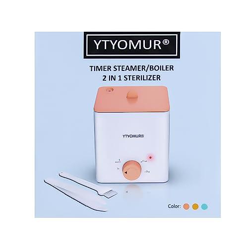 YTYOMUR Upgraded Menstrual Cups Sterilizer Menstrual Disc Steamer, 2 in 1 Boiling & Steaming Modes, One-Click Knob Timer Auto Off, with 1 Cleaning Brush & 1 Heat Resistant Clip(Green)