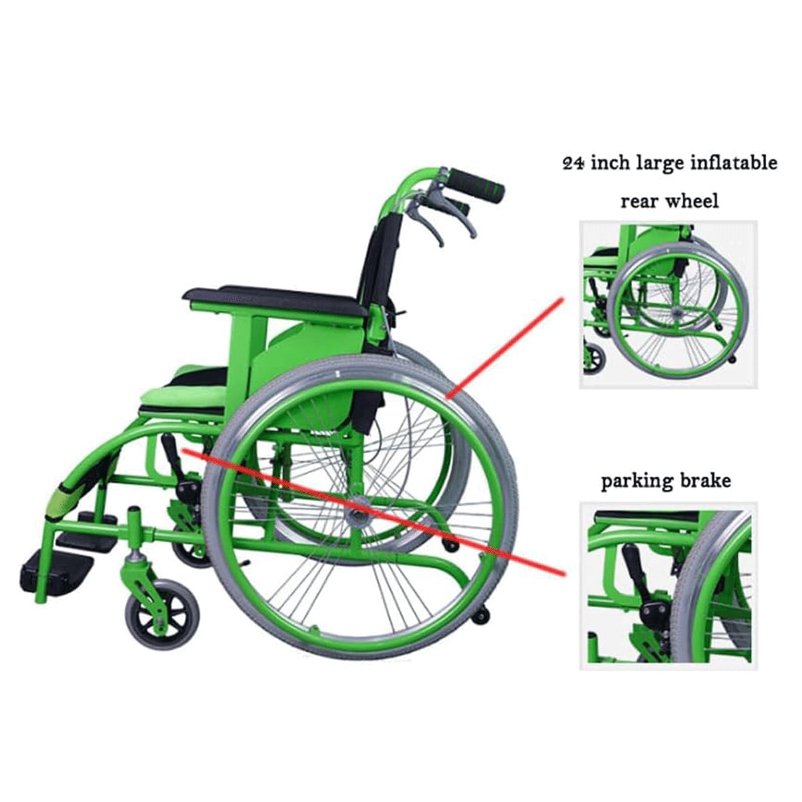Rieort Ultralight Wheelchair Aluminum Alloy W/handbrakes Manual Wheelchair Travel Wheelchair Load 220lb Portable Folding Wheelchair