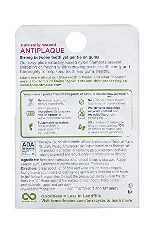 Tom's of Maine Tom's of Maine Natural Waxed Antiplaque Flat Floss, Spearmint, 32-Yards, Pack of 2