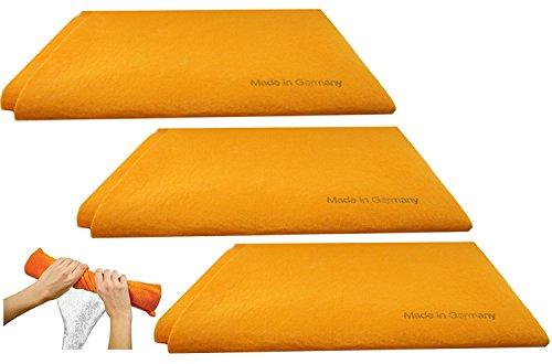 Mango Kingdom LLC Original German Shammy Towels Super Absorbent Chamois Cloths Large Size 20x27 Inch For Home Kitchen Bathroom Car Pet Stains (24 Pack, Orange)