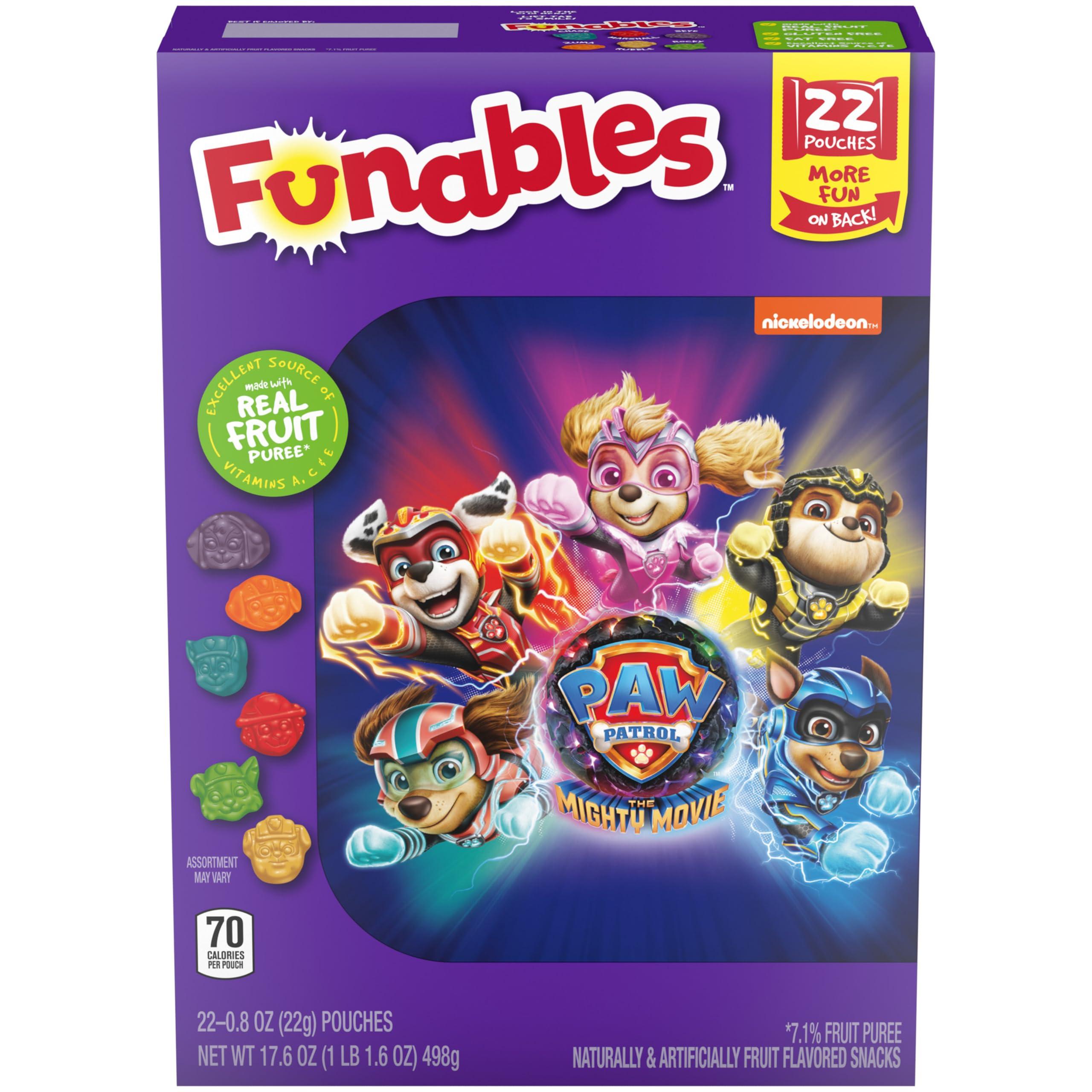 Funables Funables Fruity Snacks, PAW Patrol, Assorted Fruit, Flavored Snacks, 0.8 oz 22 ct