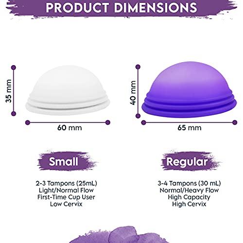 EcoBlossom CareCup Reusable Menstrual Disc - Set of 2 Menstrual Cup - Soft Period Disc for Women Designed with Flexible, Medical-Grade Silicone Period Cup (1 Small + 1 Large)