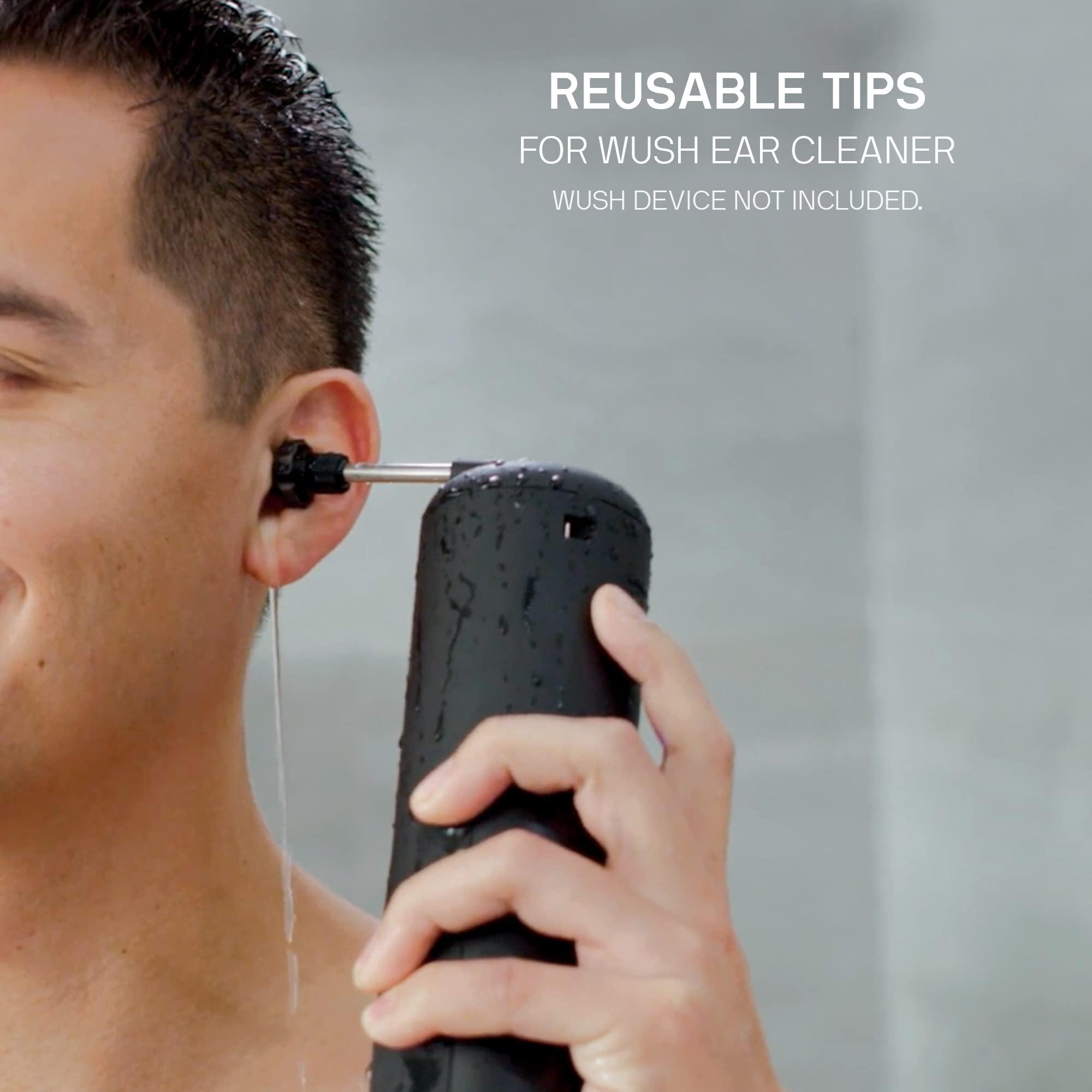 Black Wolf Wush Water Powered Ear Cleaner by Black Wolf, 6 Reusable Replacement Tips - Electric Triple Jet Stream with 3 Pressure Settings Prevents Ear Wax Buildup - Ear Wax Removal Kit