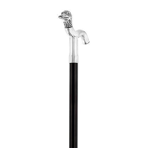 Royal RC Canes Sterling Silver Duck Head Fritz Handle Walking Cane with Black Beechwood Shaft and Collar