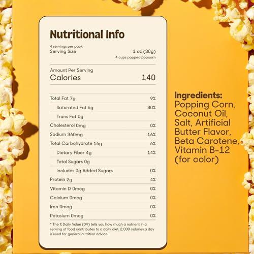 POPSMITH Popsmith Popcorn Pre-Measured Popcorn Kits - Five 4-oz Buttery Popcorn Kits with Butter Flavored Coconut Oil & Buttery Popcorn Salt. Authentic Movie Theater Flavor.
