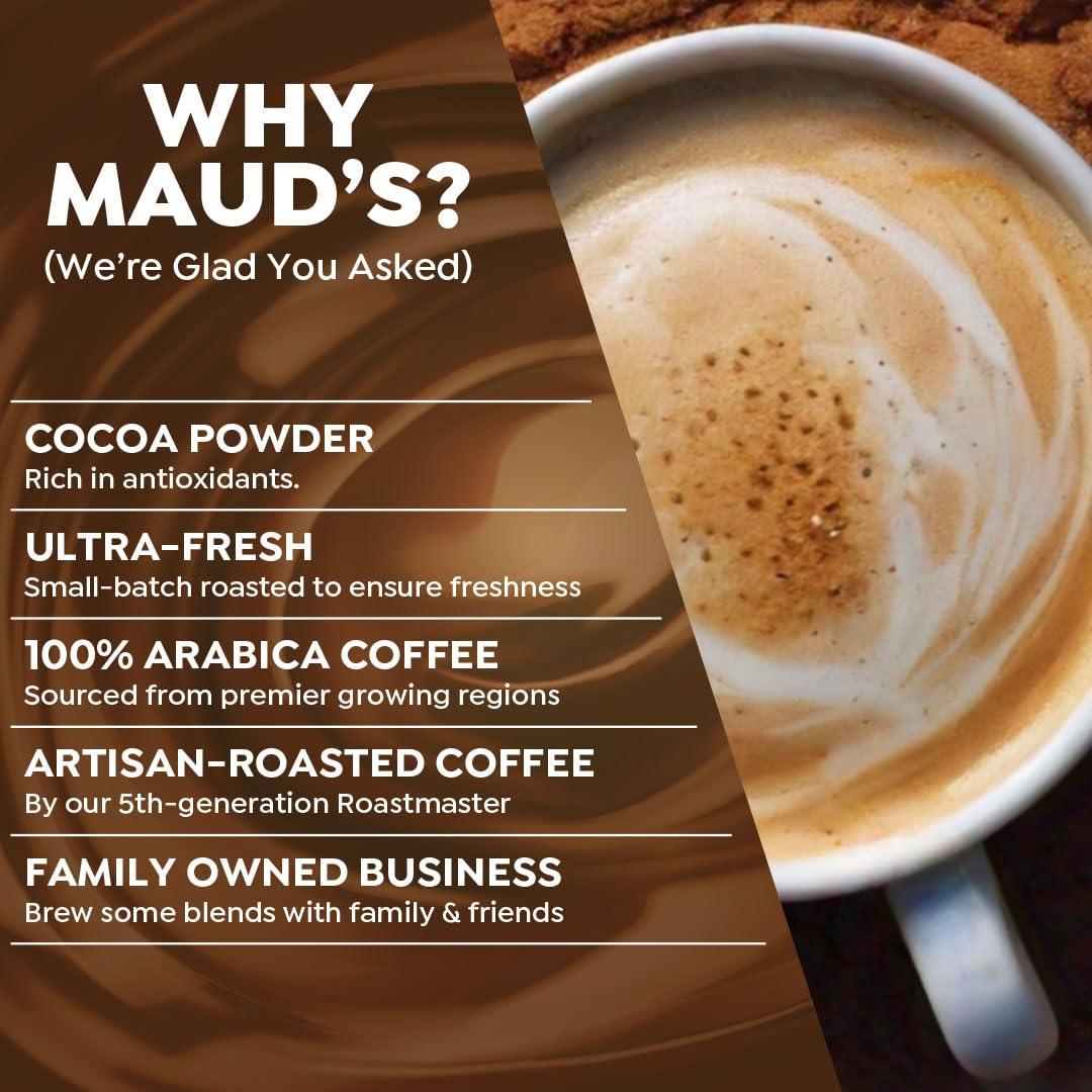 MAUD'S Maud\'s Chocolate Mocha Cappuccino Coffee Pods, 18 ct | Mochaccino Mocha Flavor | 100% Arabica Coffee | Solar Energy Produced Recyclable Pods Compatible with Keurig K Cups Maker