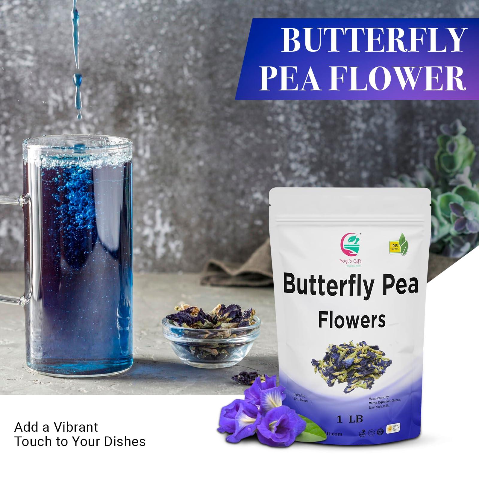 YOGIS GIFT  Celebrating health Butterfly Pea Flower Dried 1 LB | Blue Butterfly Pea Flower Tea | Makes Beautiful Blue Or Purple Food Coloring | Non-Gmo, Ethically Sourced | By Yogi\'s Gift