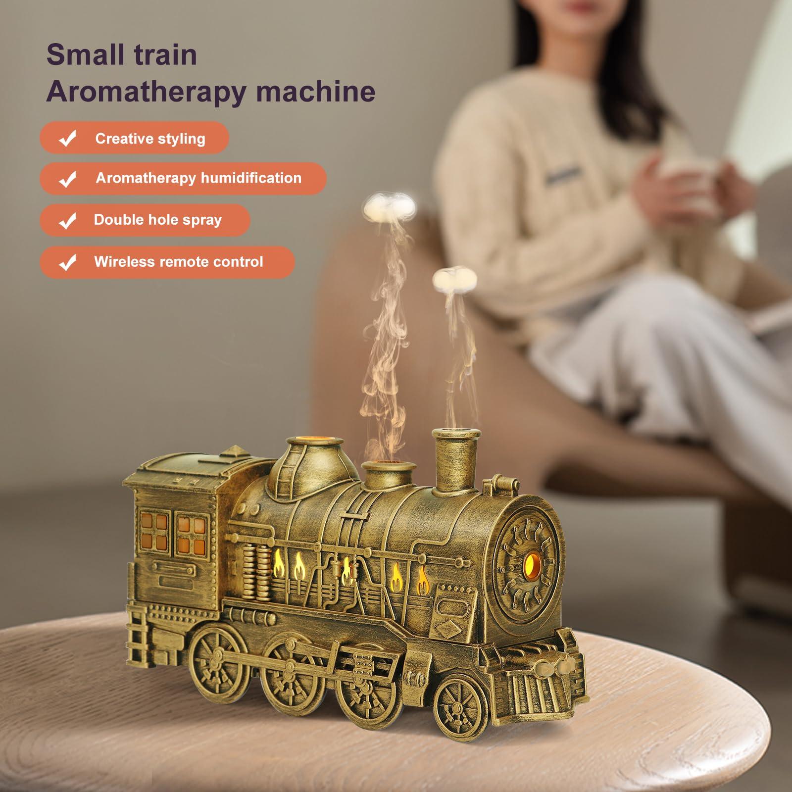 HIROGA HIROGA Train Diffuser 300ml, Aromatherapy Diffuser Cool Mist Ultrasonic Aroma Train Diffuser with Remote Control 2 Light 2 Mist Mode Auto Shut-Off for Bedroom Office Hotel(Bronze)