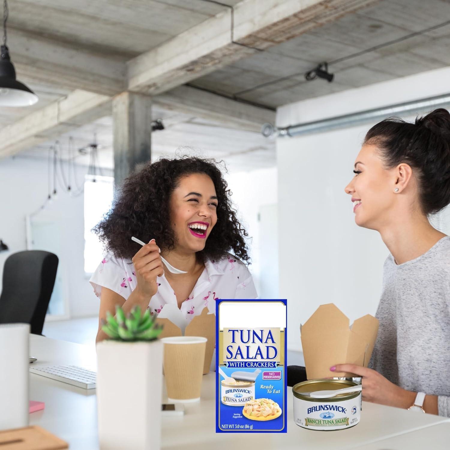 Edaze Tuna Salad with Crackers Kit Ready to Eat with Spoon Convenient Protein Shelf Stable for Lunchboxes Office Camping Picnic Summer Cookouts Home Healthy Snacks 3oz Pack of 12 w/Tote & Bonus Porte Pot