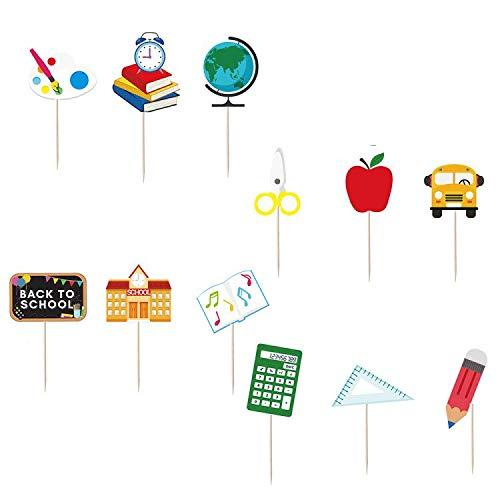 SWYOUN SWYOUN 36PCS Back to School Cupcake Topper First Day of School Welcome Party Decoration Supplies