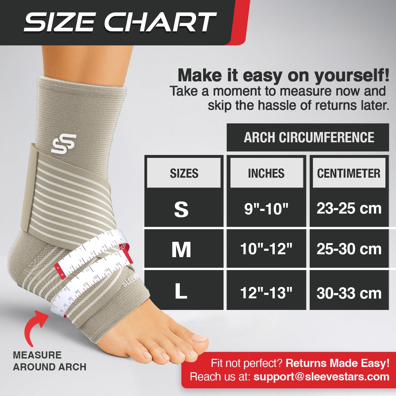 SS SLEEVE STARS Sleeve Stars Ankle Brace for Sprained Ankle, Plantar Fasciitis Relief Ankle Support for Women, Ankle Compression Sleeve w/ Strap (Single/Beige)